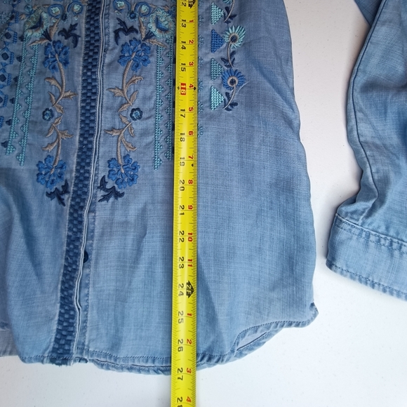 Driftwood Sundance Blue Embroidered Boho Chic Denim Shirt XS - Picture 14 of 14